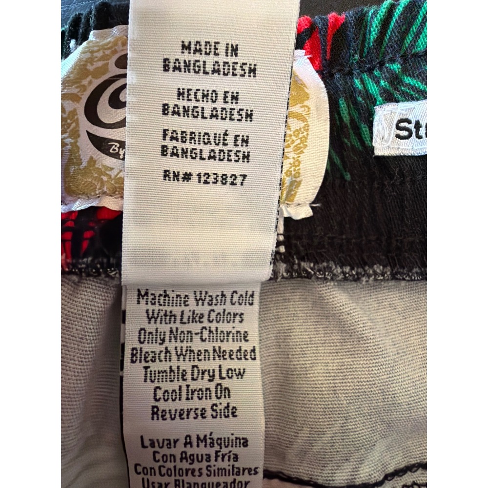 Fresh Prints of Bel-Air Shorts Black Rose Floral Striped Elastic Waist Medium - Picture 4 of 5